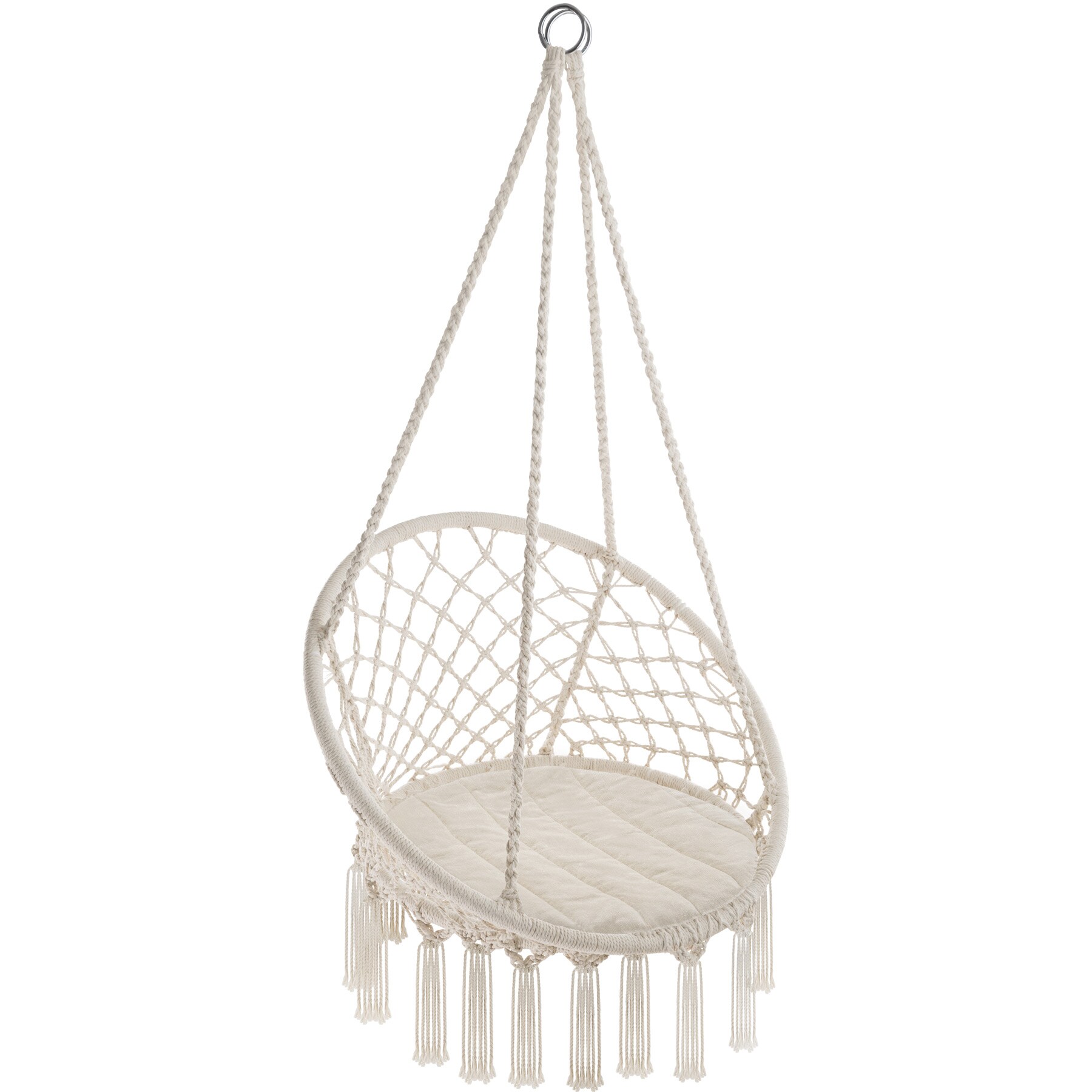 tectake® Hängesessel, mit Sitzpolster, Belastbarkeit 150 kg, 80 x 72 x 125 cm