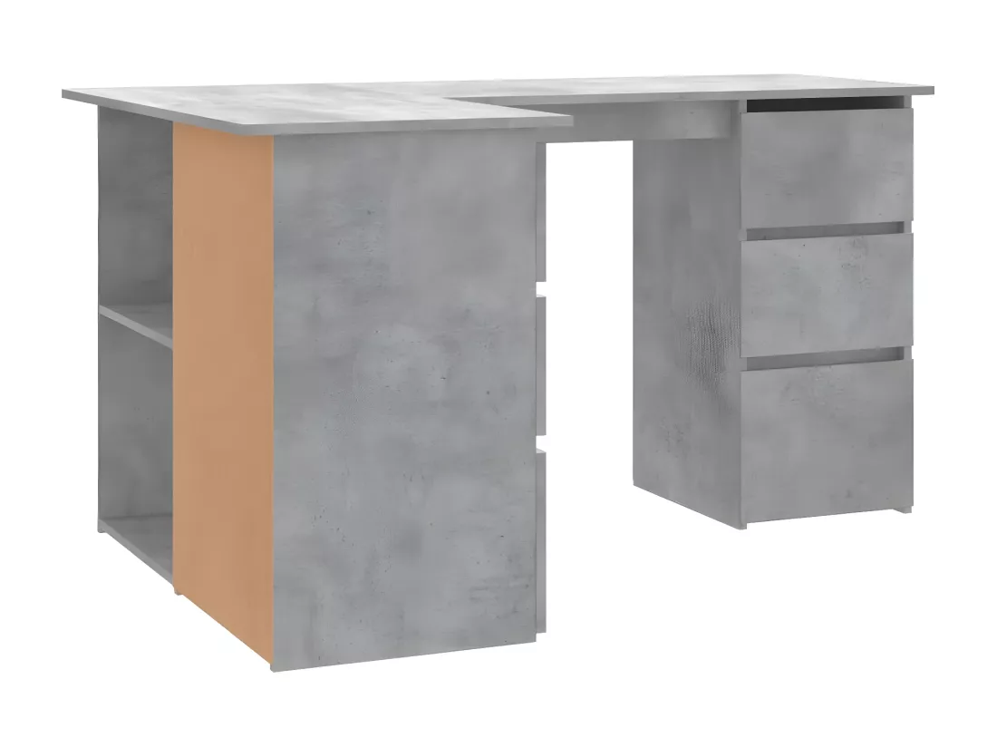 Bureau d'angle Gris béton 145x100x76 cm Aggloméré