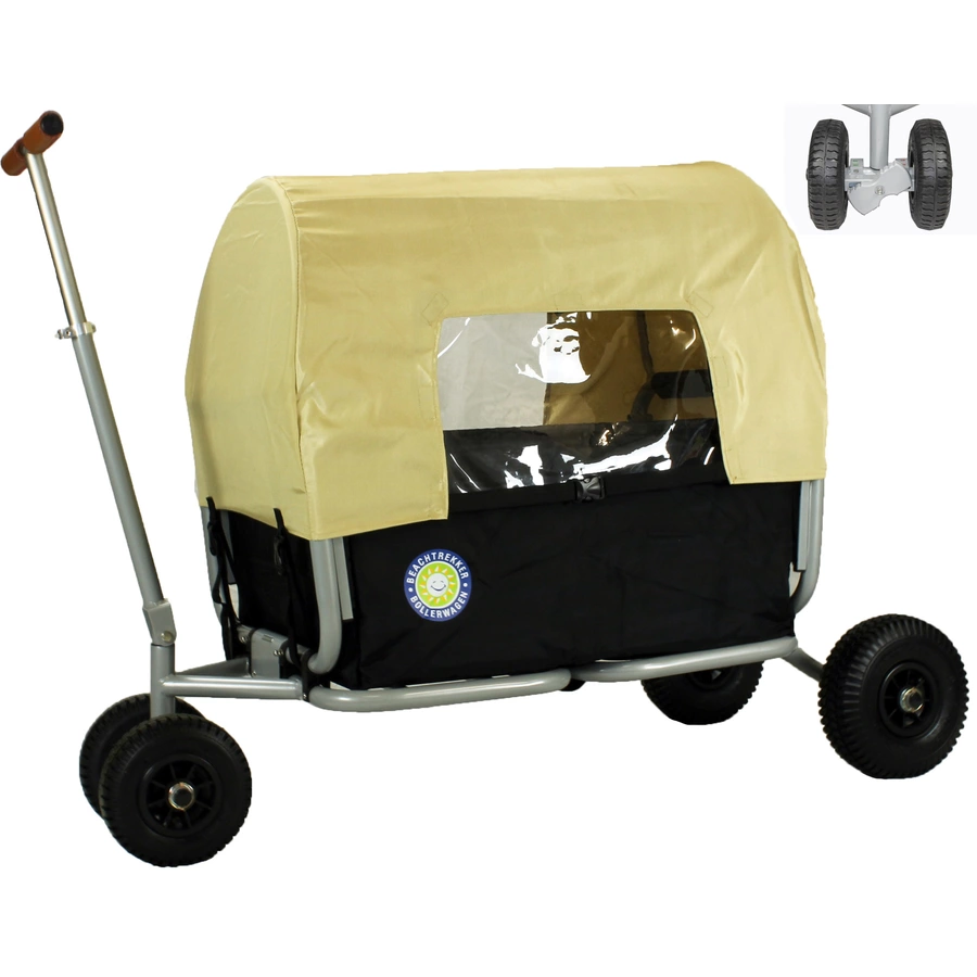 BEACHTREKKER Bollerwagen - Faltbarer Bollerwagen LiFe, schwarz mit Feststellbremse und Verdeck