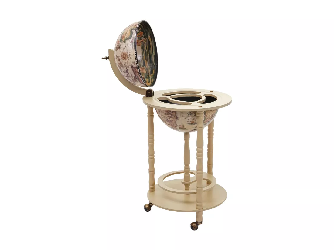 Bar de salon Globe MCW-D83 roulant, blanc