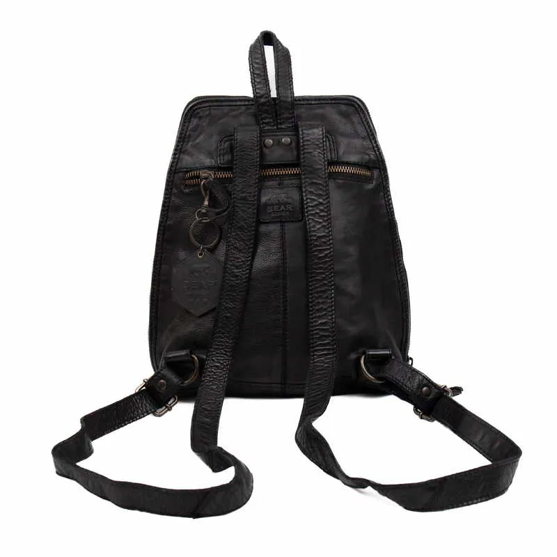 BEAR DESIGN Rucksack Schwarz Leder