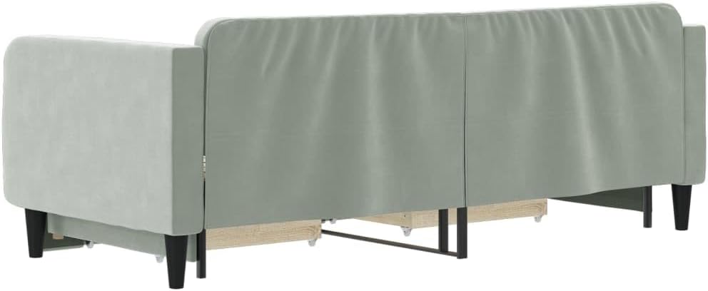 vidaXL Tagesbett, Sofabett Ausziehbar mit Schubladen, Gästebett Schlafsofa für Schlafzimmer Wohnzimmer, Sofa Ausziehbett, Hellgrau 90x200cm Samt