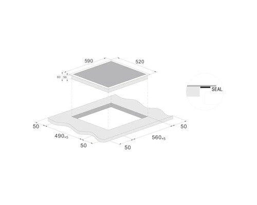 Frameloze Candy inductiekookplaat, 60 x 52 cm, 4 inductiekookzones, CTPS64SCTTWIFI