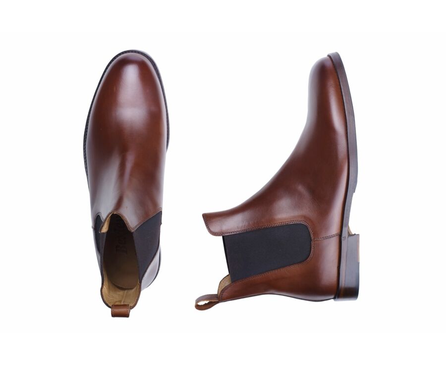 Chelsea boots cuir homme Châtaigne Patiné - FLAGER PATIN