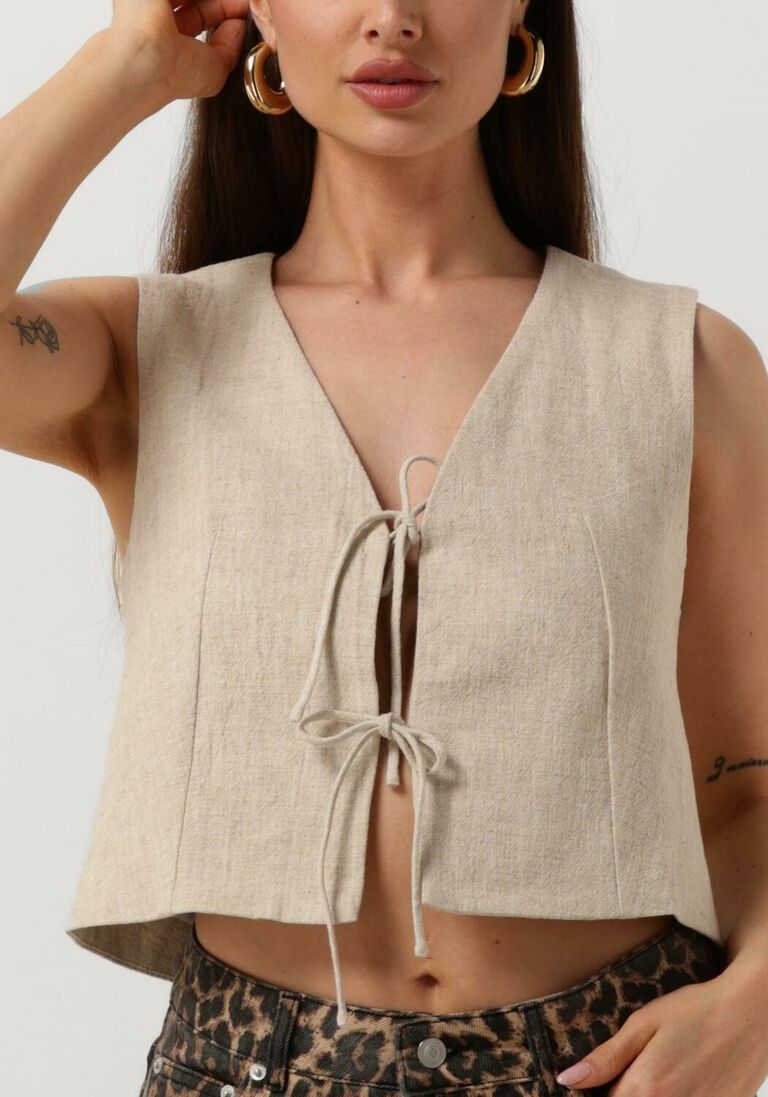 NEO NOIR beige neo noir gilet varsa ramie waistcoat
