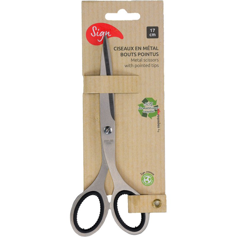 Ciseaux ambidextres bout pointu métal17 cm