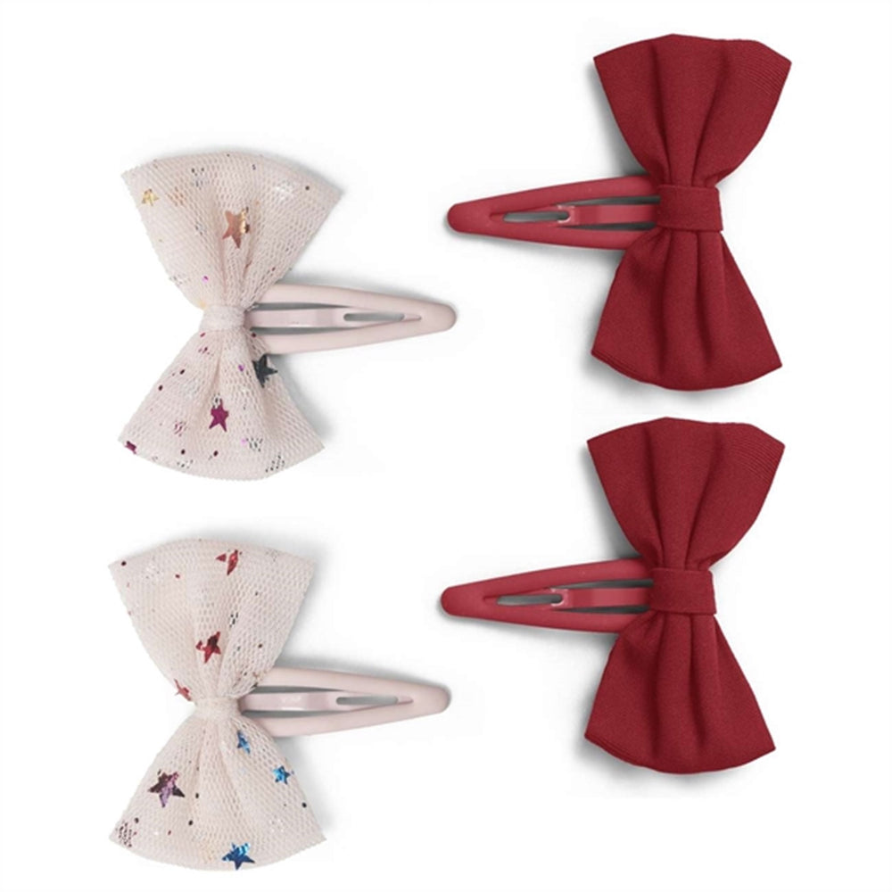 Hårclips Tulle Bowtie 4-pak Multi Star/Red