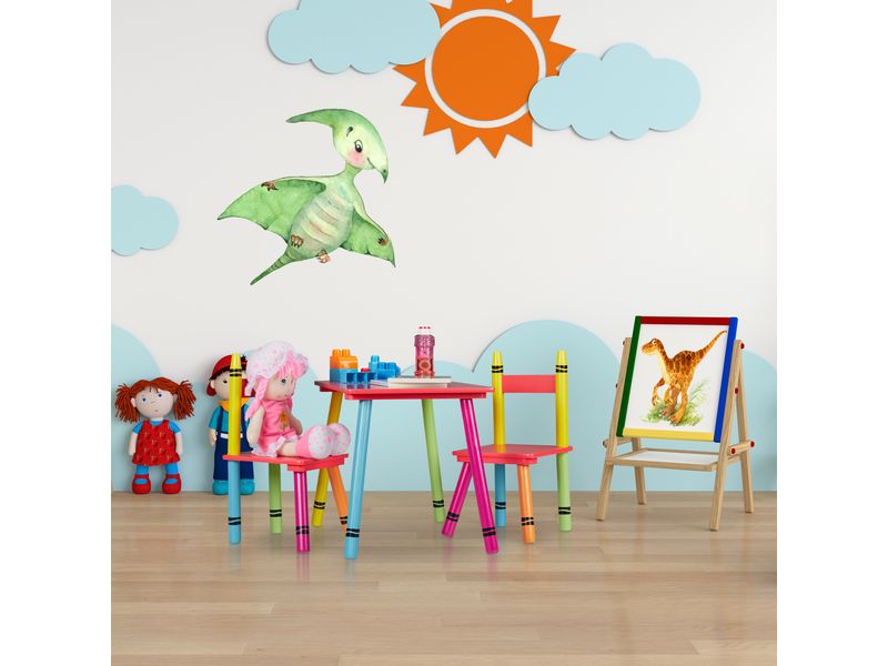relaxdays Kindersitzgruppe 3-teilig Gelb; Grün; Rot Tischgruppe für das Kinderzimmer
