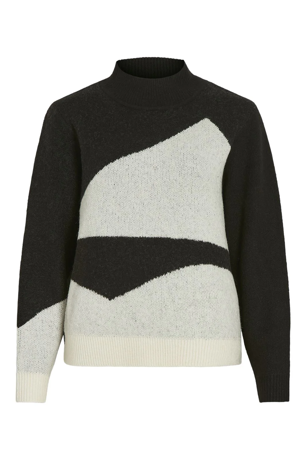 Vila Vicilia Mock Neck L/S Jaquard Top 4493098 black graphic eggnog melange
