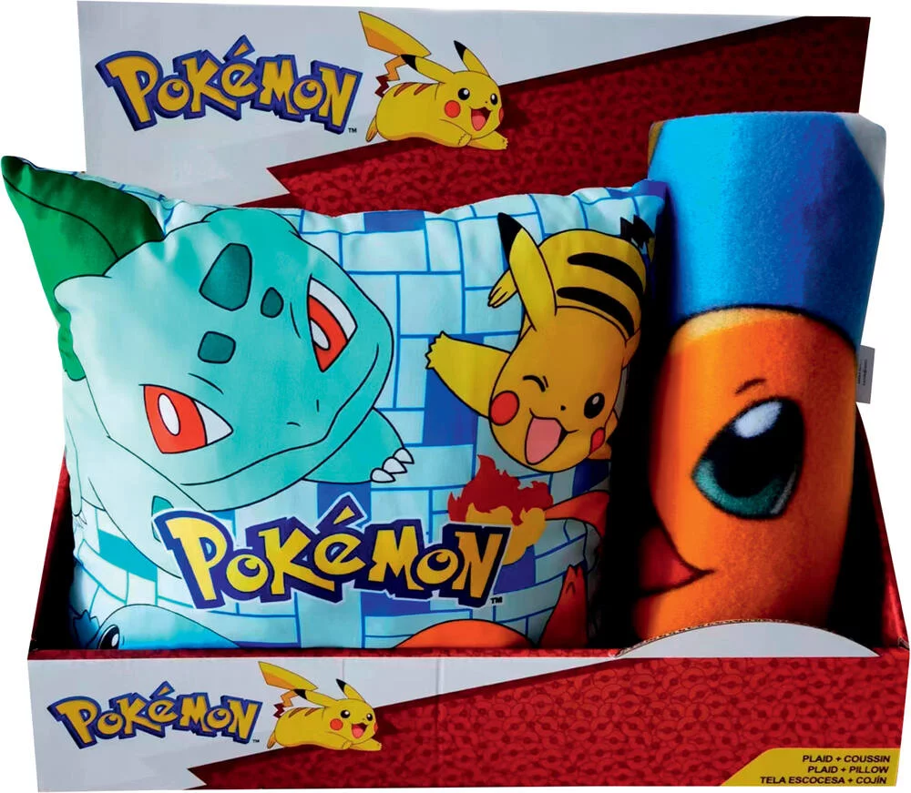POKEMON SET COUSSIN 35CM + PLAID 100 x 140 CM