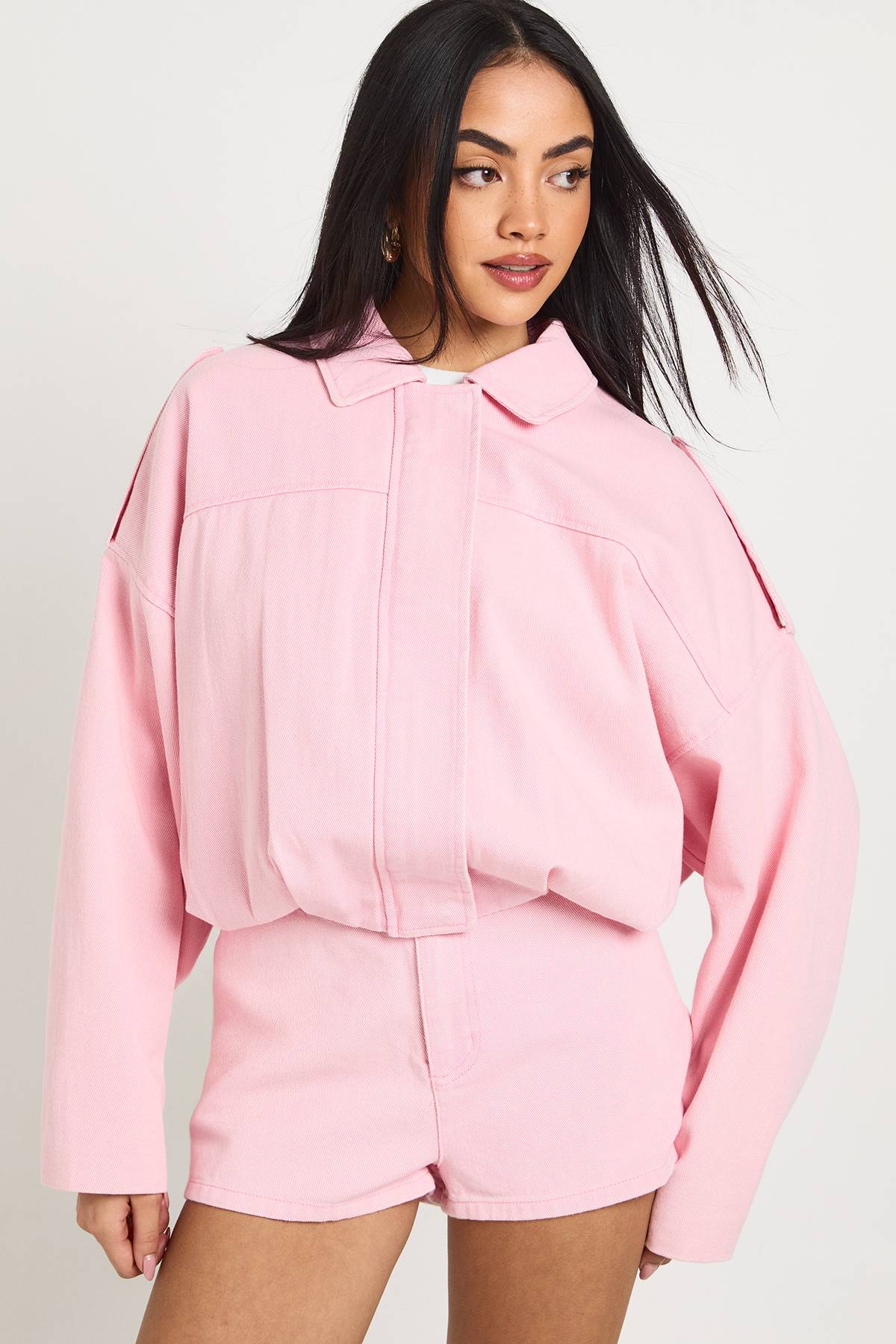 boohoo Bomber En Jean Oversize