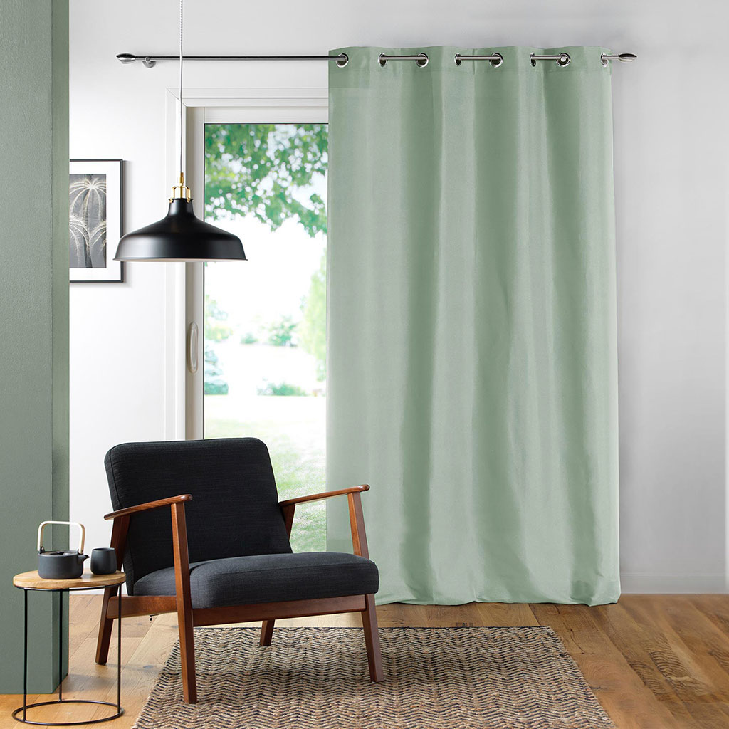 Rideau à œillets polyester vert sauge 140x260cm