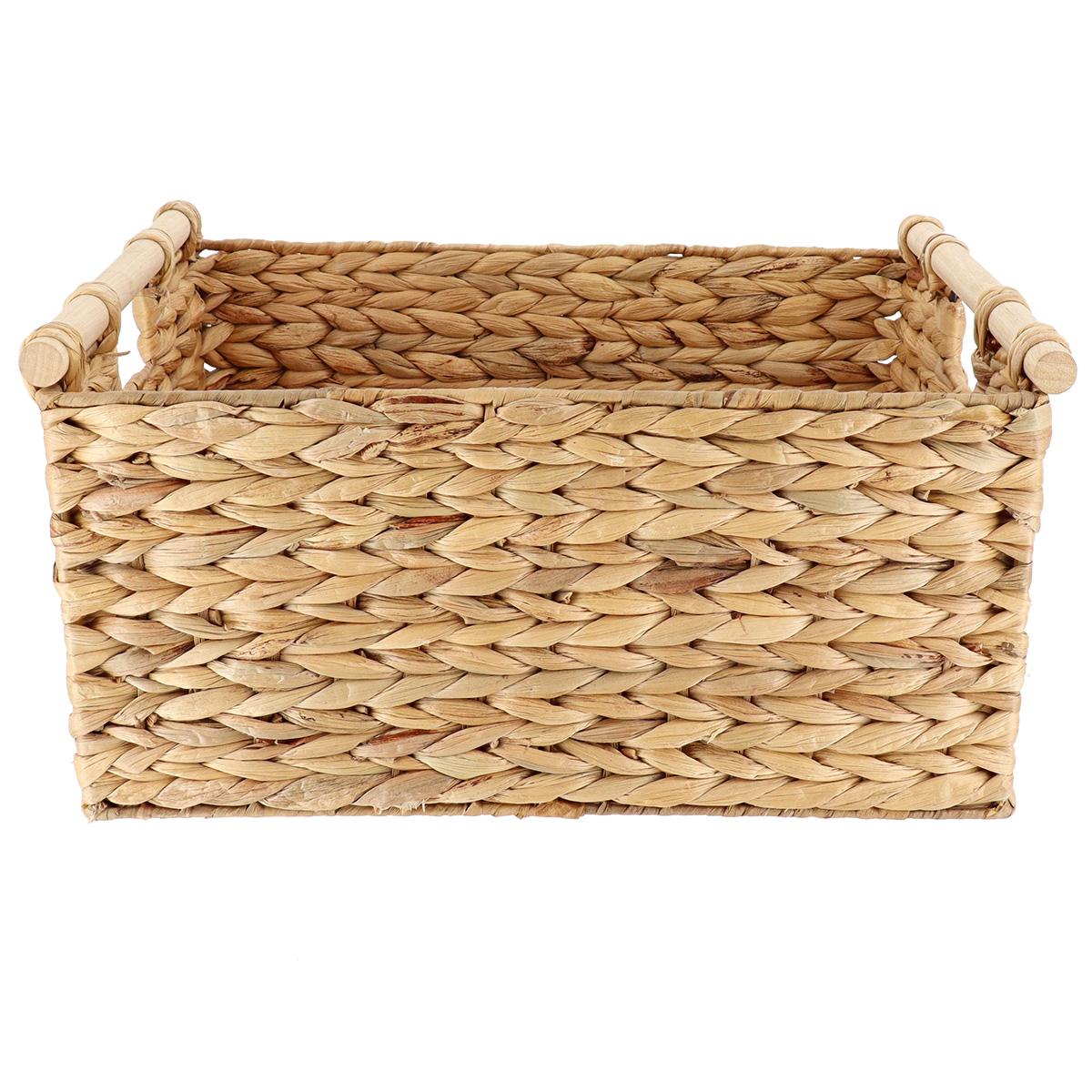 PANIER RECTANGLE JACINTHE POIGNEES BOIS 43X32X20CM NATUREL