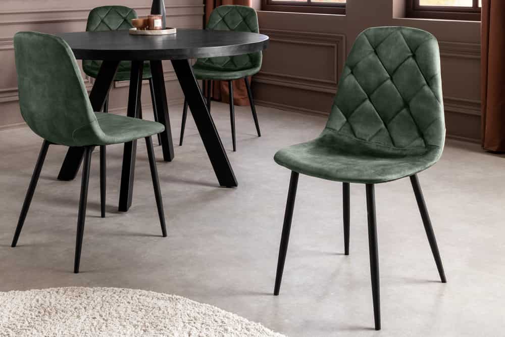 Stilvolles 2er-Set Stühle GLAMM grün Samt schwarze Metallbeine