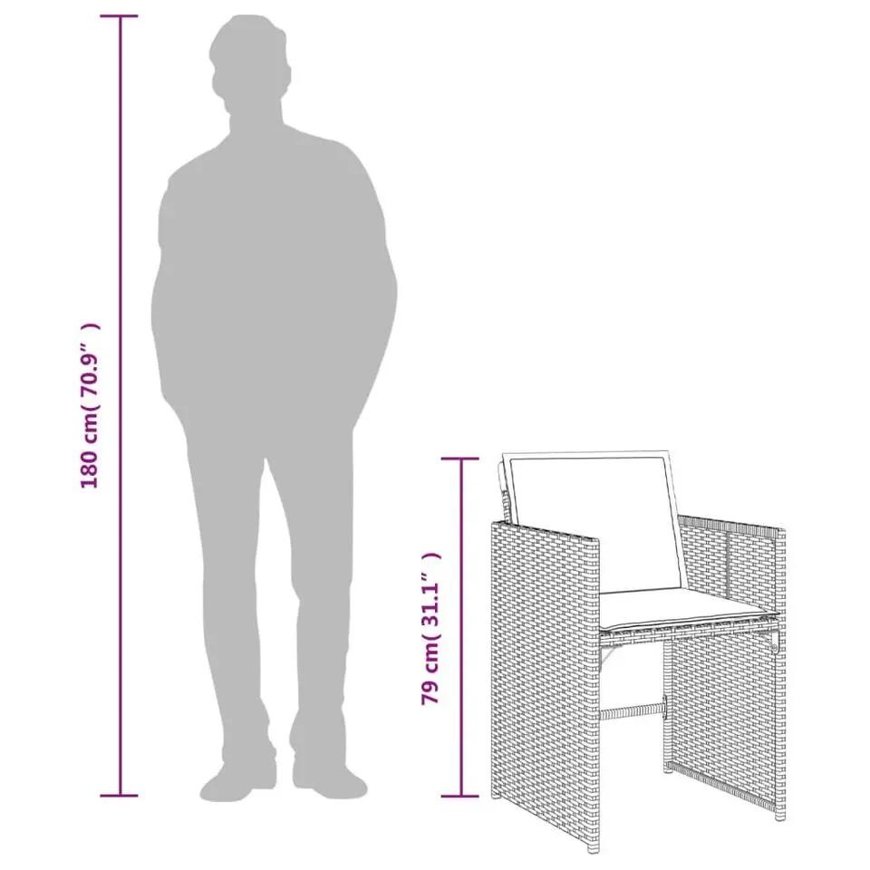 vidaXL - Tuinstoelen - Kussens - Grijs - Poly rattan - 4 stuks
