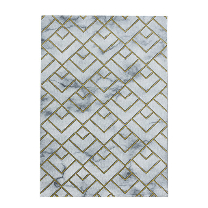 Modern vloerkleed - Marble Pattern Grijs/Goud | Topper