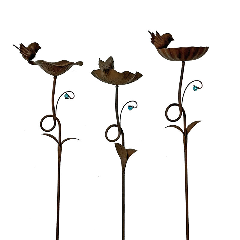 Ensemble 3 tuteurs mangeoire oiseaux 110x17cm