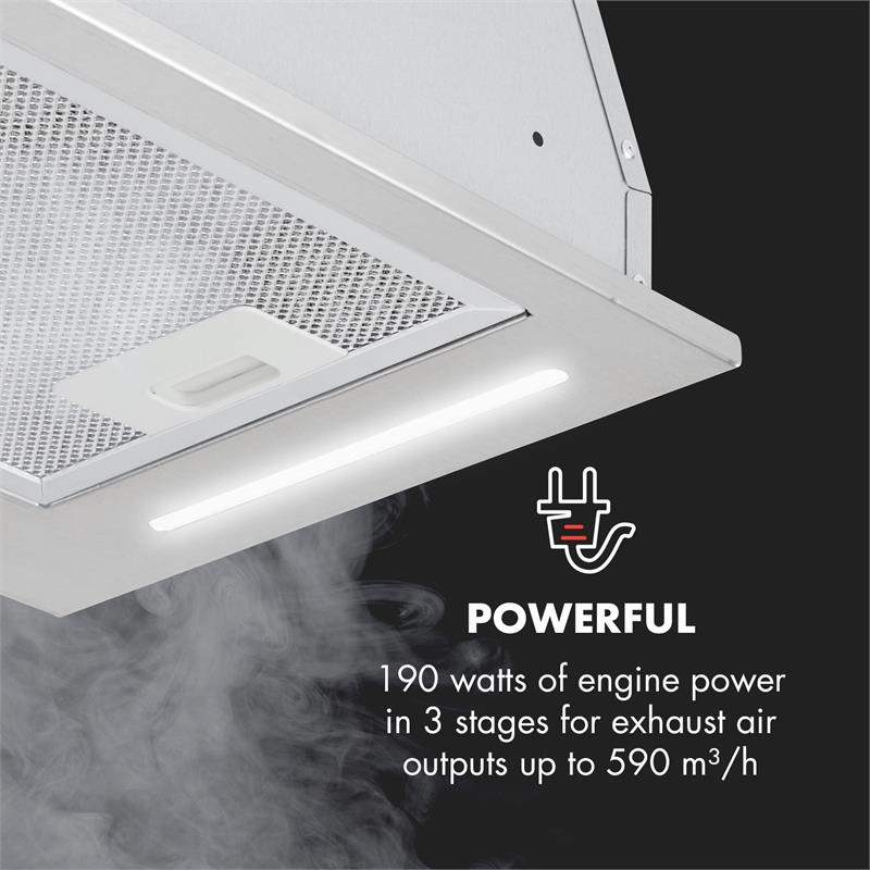 Down Under Dunstabzugshaube Einbau 60cm Abluft: 590 m³/h LED Edelstahl