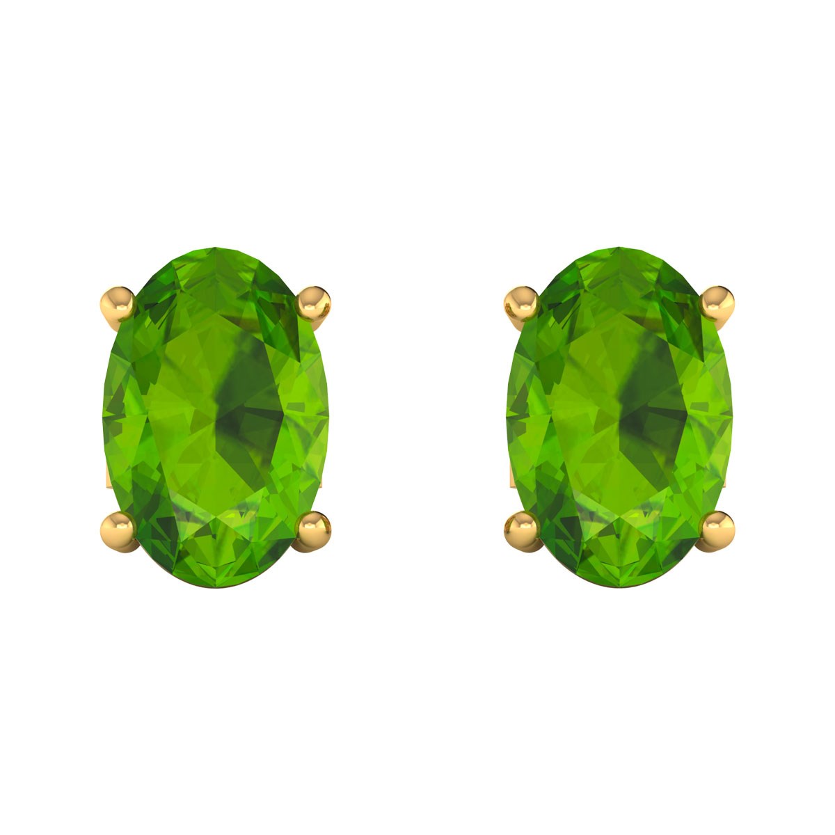 Boucles d'oreilles ADEN Or 585 Jaune et Péridot forme Ovale 1.15grs