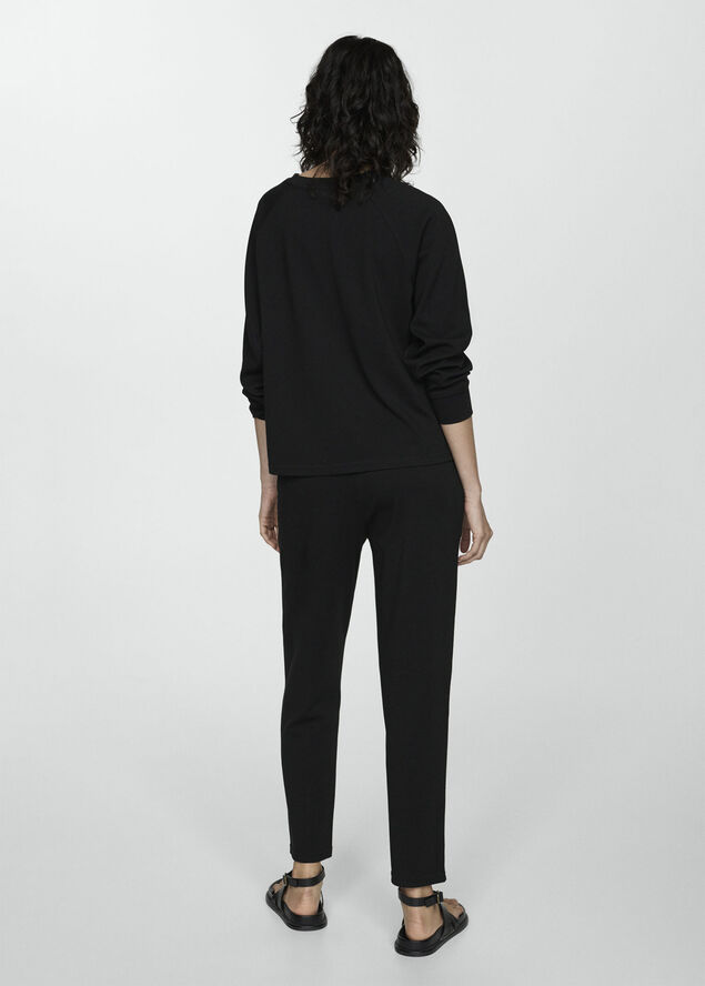 MANGO Decorative stitching sweatshirt Black