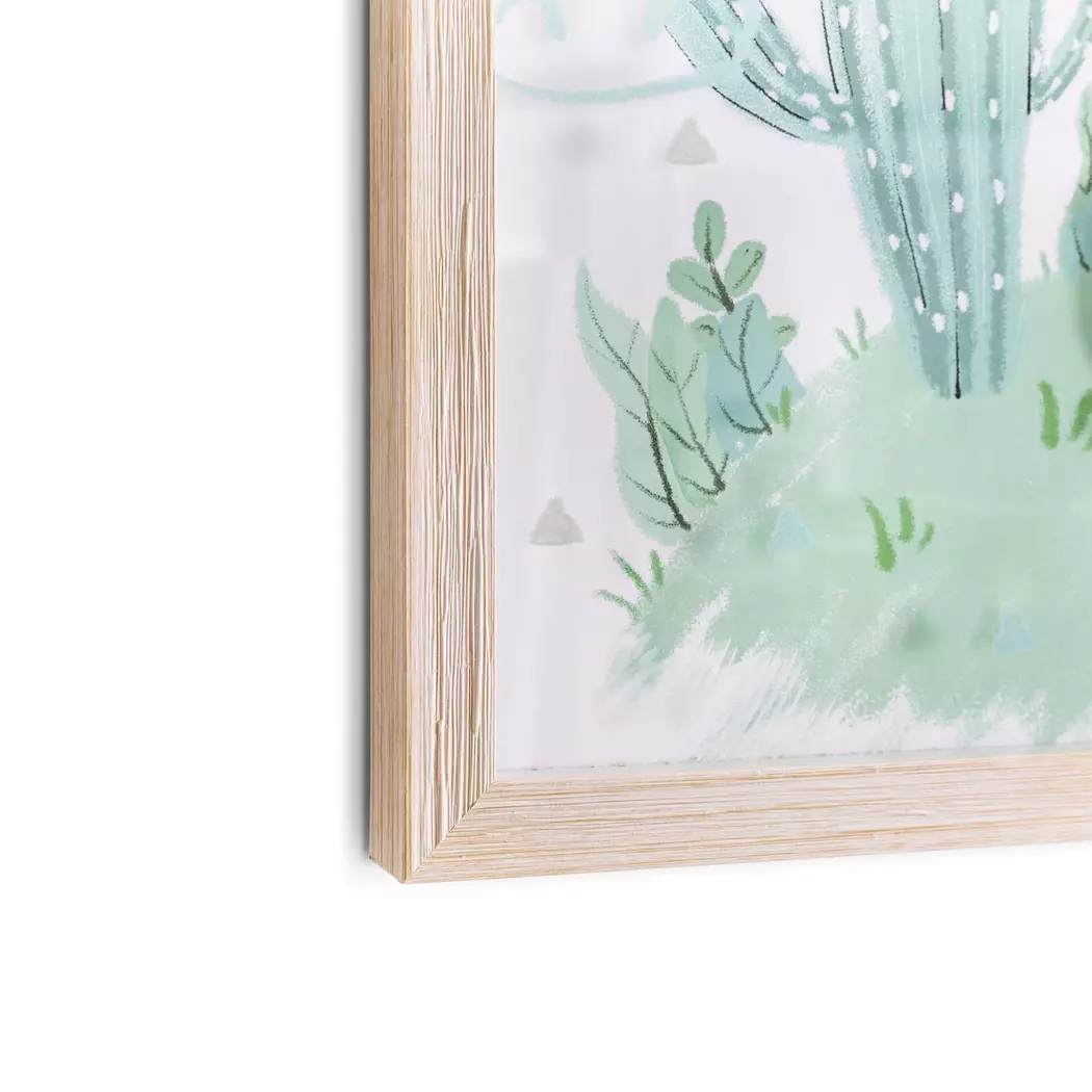 Wandbild 32,6 x 32,6 cm Kaktus mit Dino II