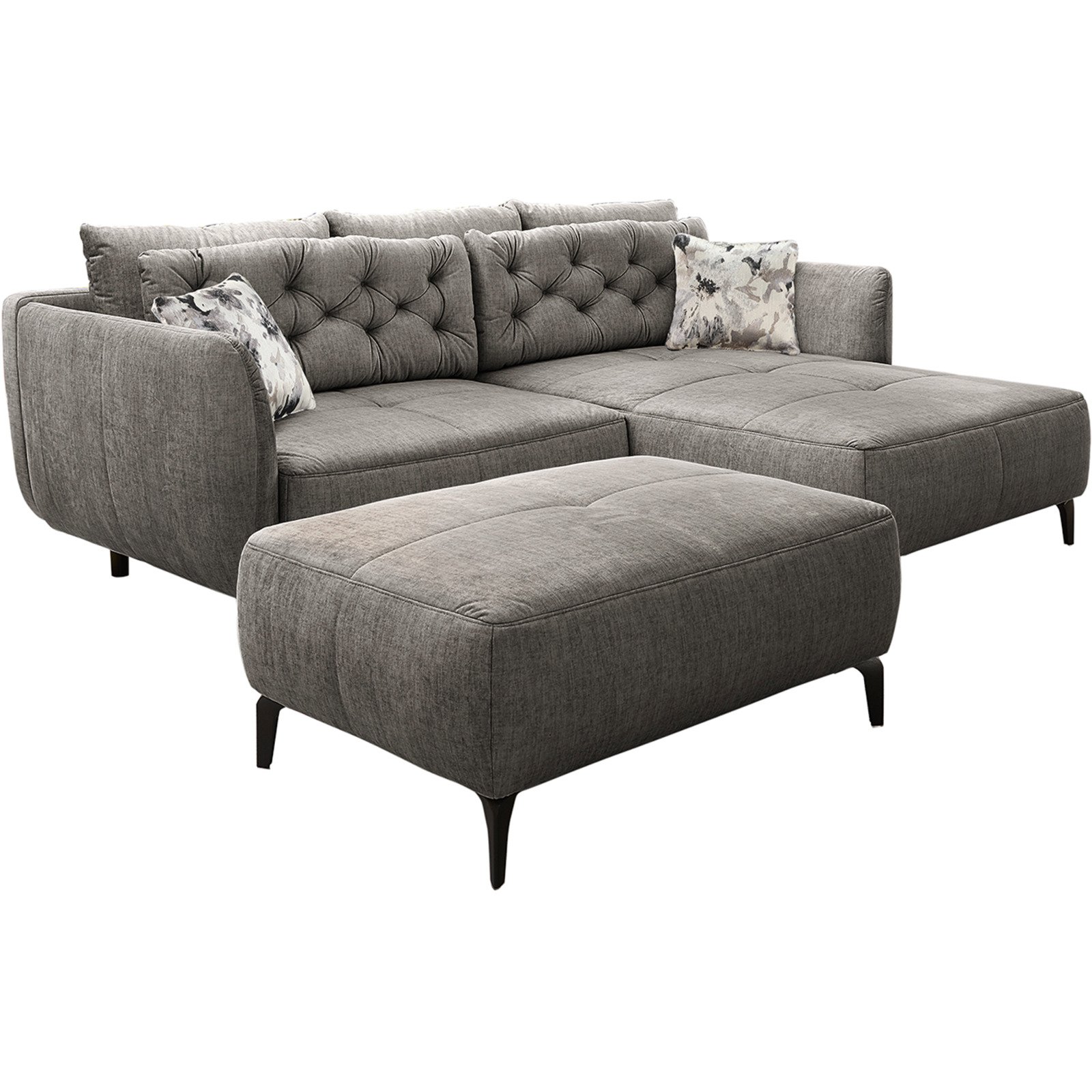 Ecksofa Oslo Stoff Velours-Optik grau