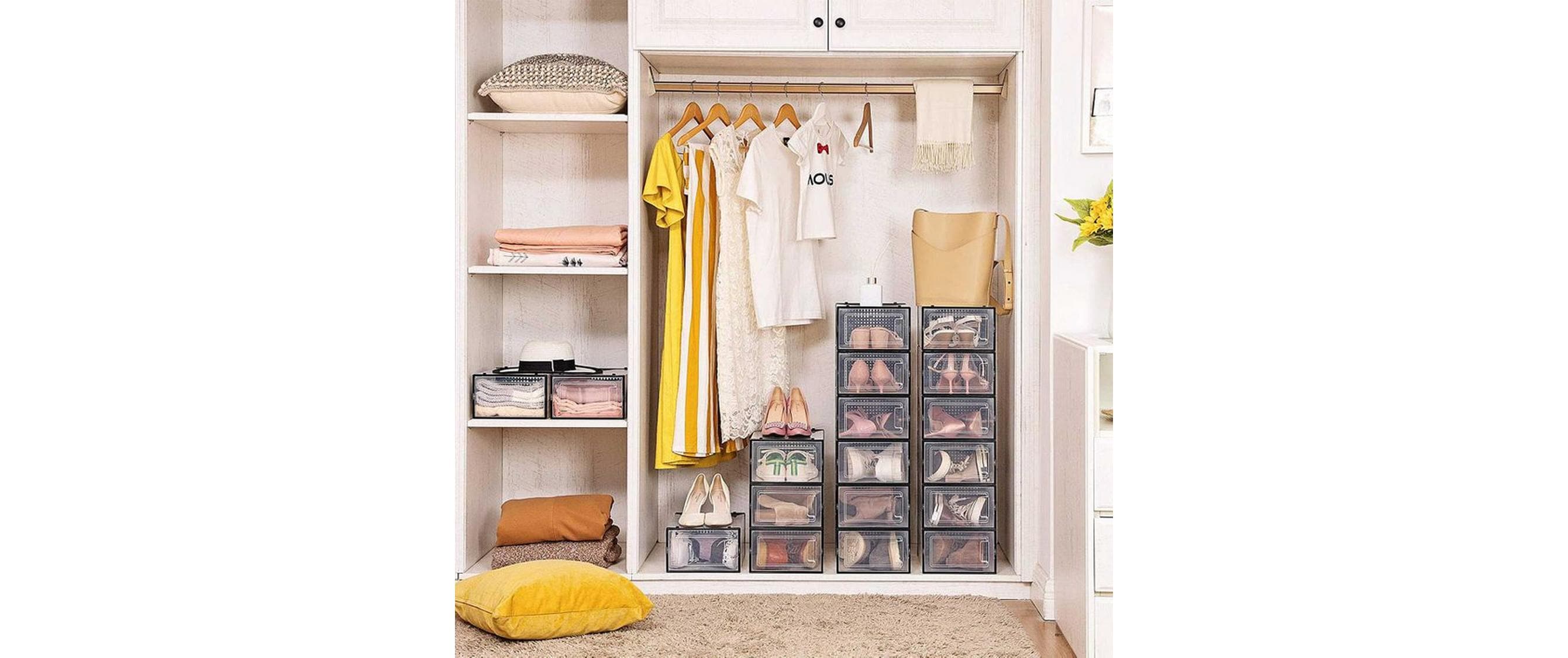 Schuhschrank stapelbar 18-er Set, SchwarzSchuhboxen