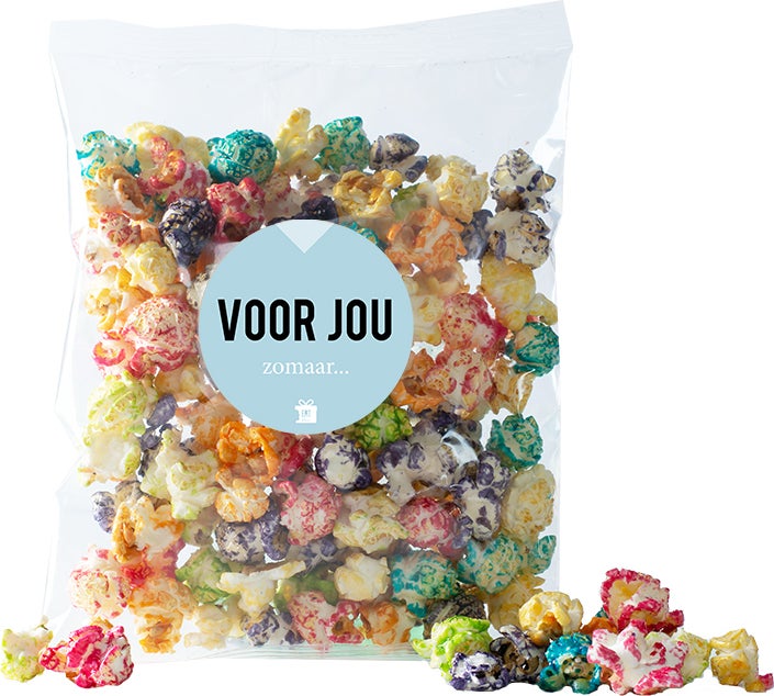 Gekleurde popcorn zomaar 50 gr