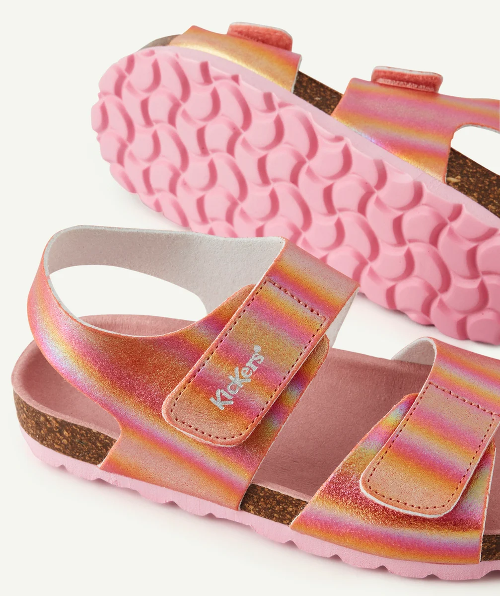 KICKERSSANDALES FILLE SUMMERKRO ROSE RAINBOW AVEC SCRATCH