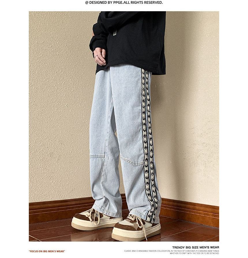 Savenne - Gestreepte Loose Fit Jeans