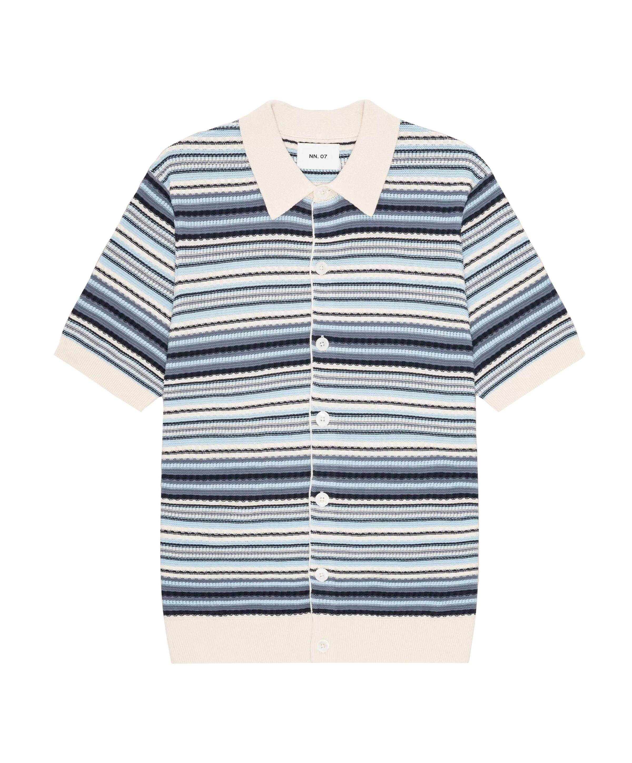 NN.07 Heren overhemd korte mouw blauw