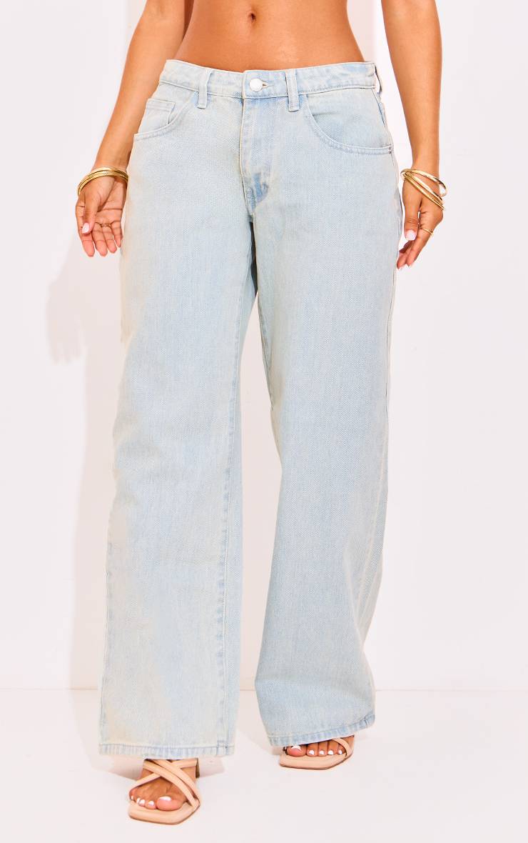 Vintage Bleach Wash Jean Boyfriend Taille Basse Petite