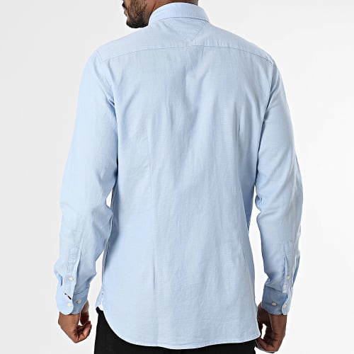 Chemise Manches Longues Slim Flex Dobby 3782 Bleu Clair