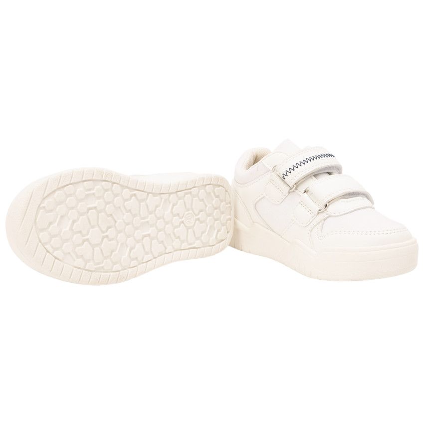 Baskets de sport blanches à double scratch pour garçon - Blanc