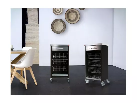 Desserte de cuisine plateau supérieur en Acier Inoxydable - Noir, Inox - 93*48*34cm - CHELSEA