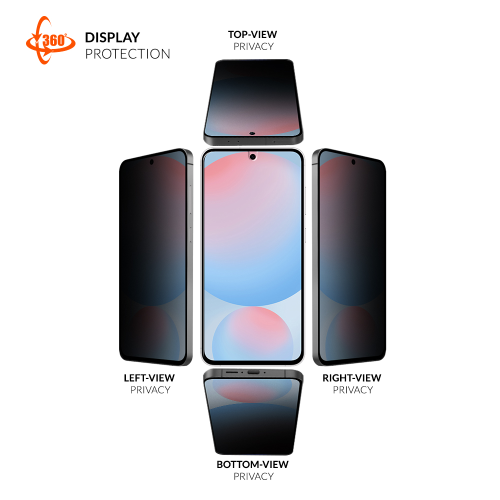 Samsung Galaxy S25  Plus / S24  Plus Mountain Glass Black Edge 360 Grad Panzerglas 3D 4-Way Privacy Displayschutz Case Friendly (EGMSP00301)