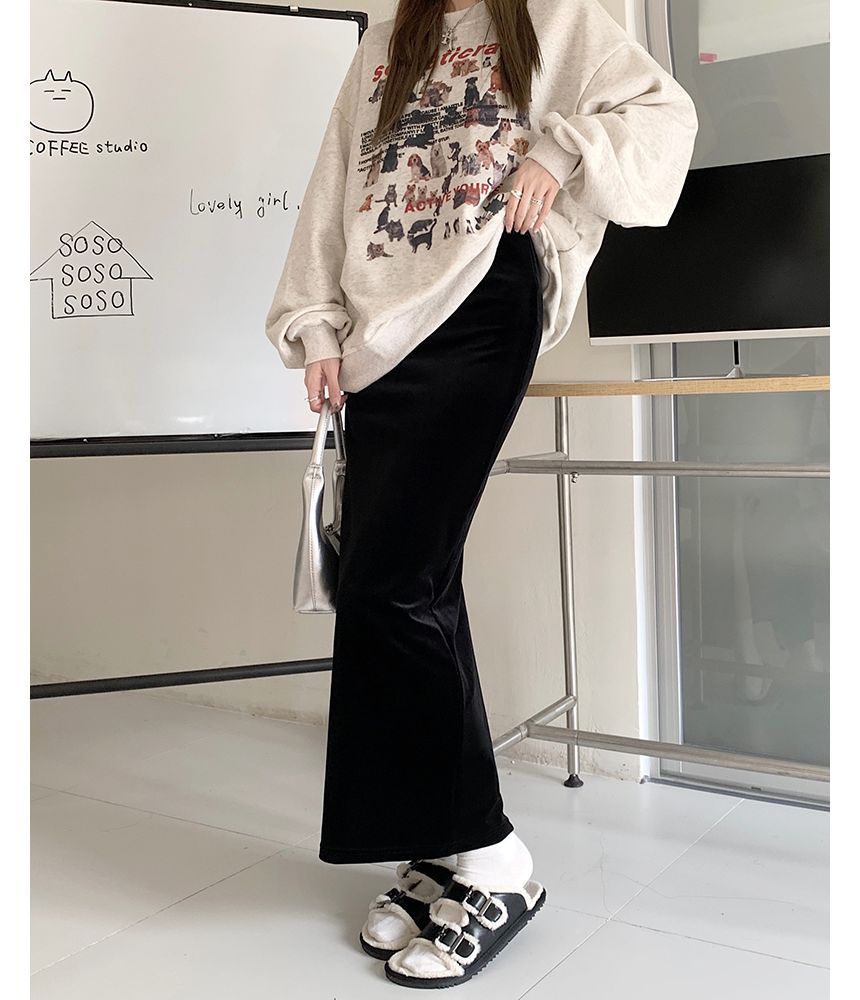 Flowerisque - Fluwelen maxi-rok met hoge taille (verschillende ontwerpen)