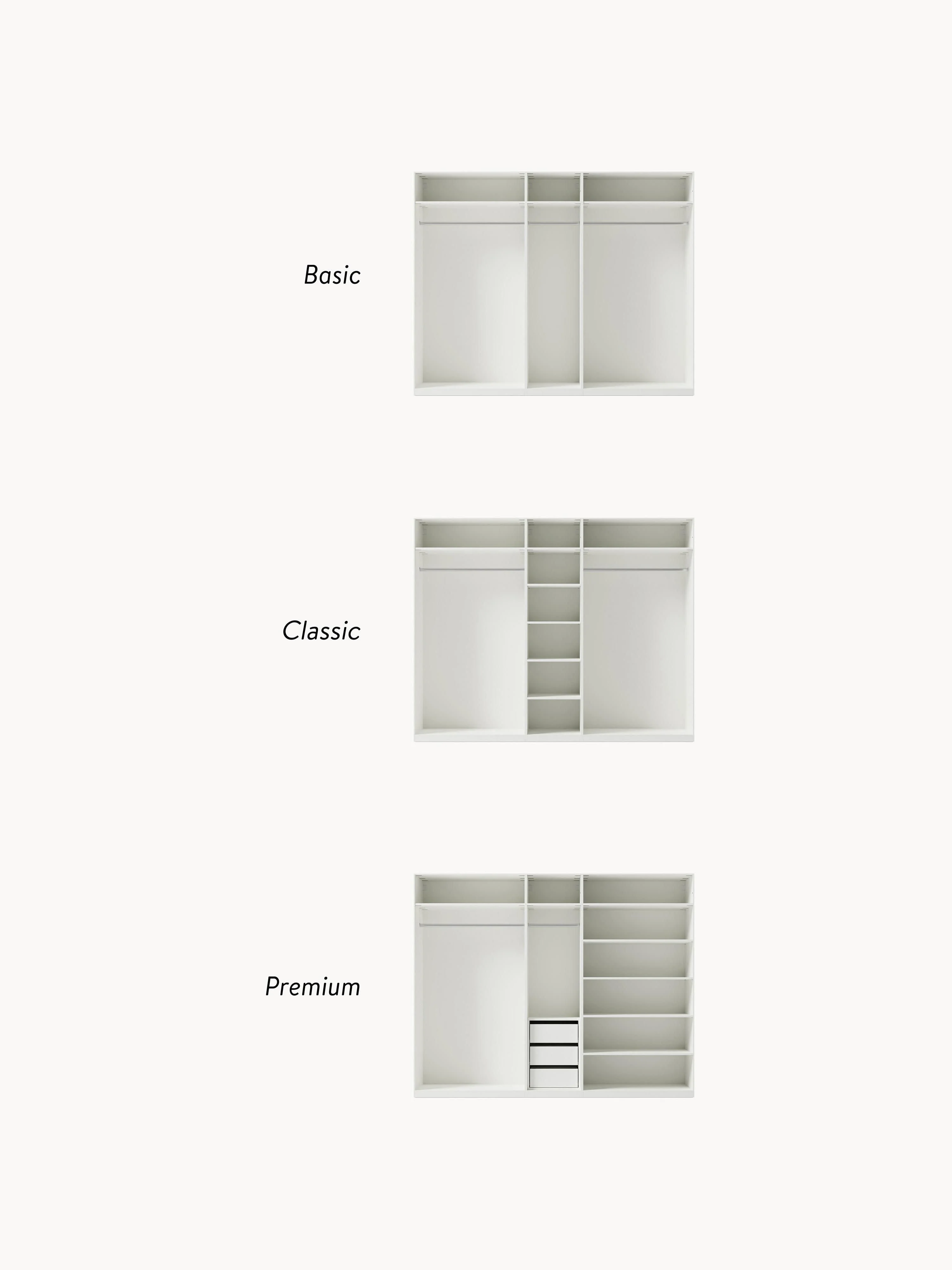 Modulaire draaideurkast Jeanne, 250 cm breed, diverse opties