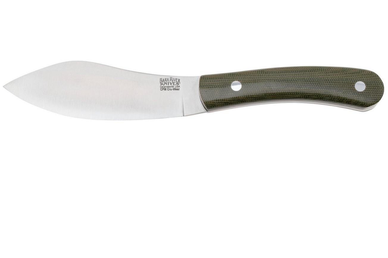 Bark River Nessmuk BR-09-141-GCM, Satin CPM Cru-Wear, Green Canvas Micarta vaststaand mes
