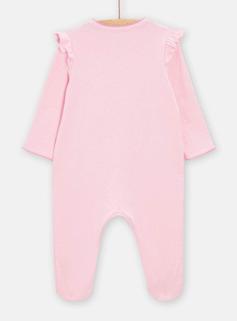 Grenouillère rose animation brodée pour bébé fille