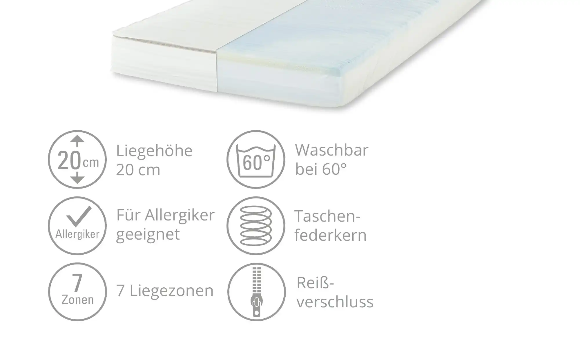 7-Zonen-Gelart-Tonnentaschenfederkernmatratze Piuma Pocket