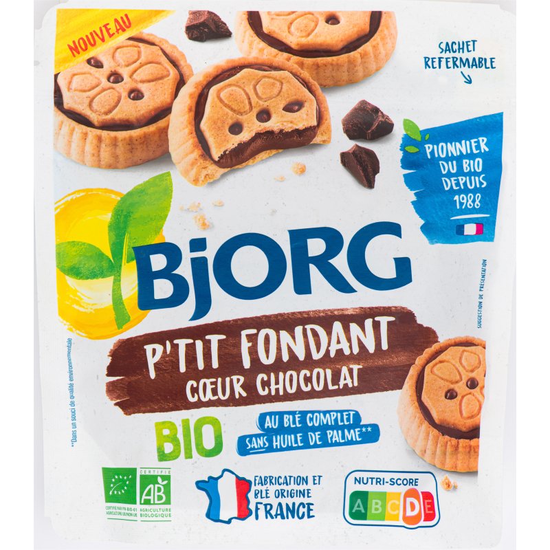 Petit fondant cœur chocolat bio Bjorg - Sachet de 180 g