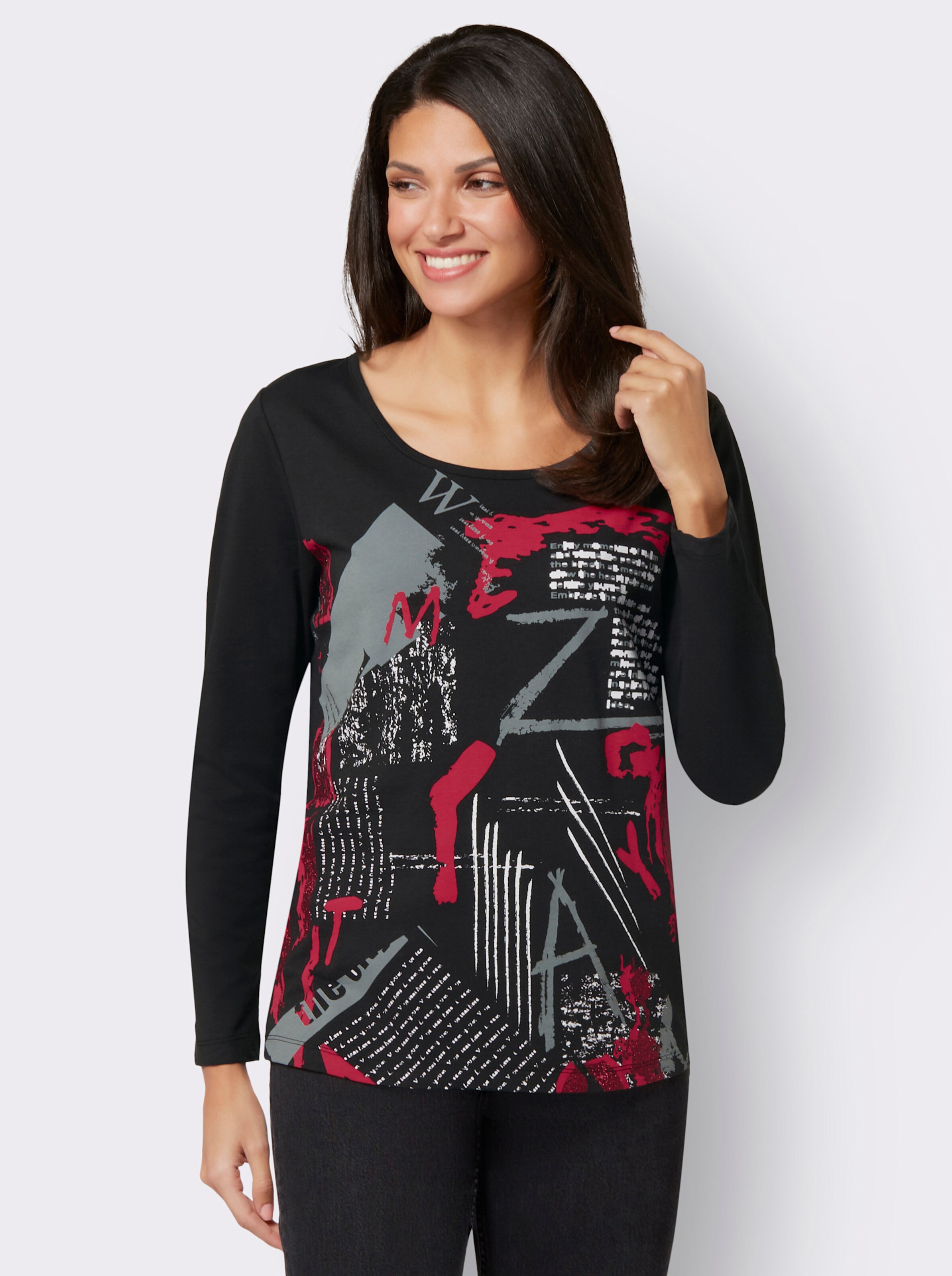 Shirt mit Glitzer-Druck im Vorderteil