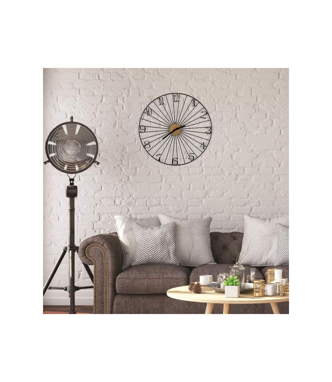 Paris Prix - Horloge Murale Design filaire 50cm Noir