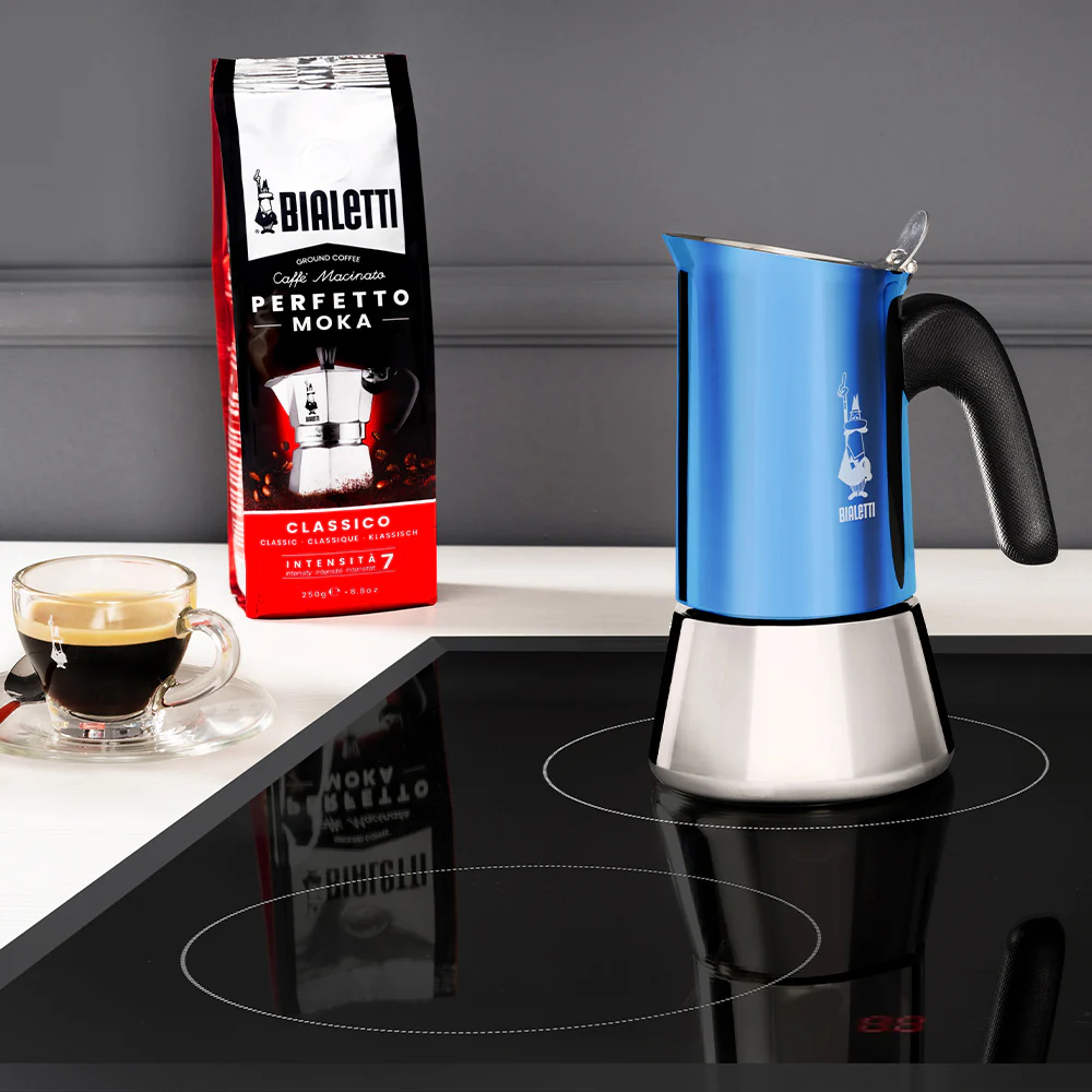 Cafetière induction 6 tasses Venus bleue en inox Bialetti