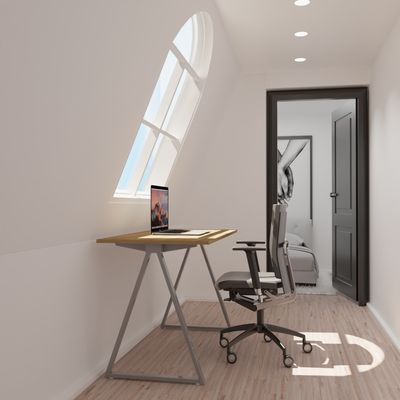 EasyHome - Bureau télétravail LV9 110 cm - noyer - pieds gris métallisé