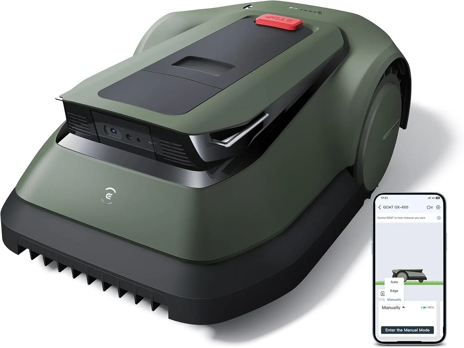 ECOVACS Goat GX-600 Mähroboter ohne Begrenzungseinstellung für bis zu 600㎡ Gärten (Press & Mow, AIVI 3D-Hindernisvermeidung, logische Pfadplanung, 40% Steigung, Video Manager, Schwimmende Klingen)