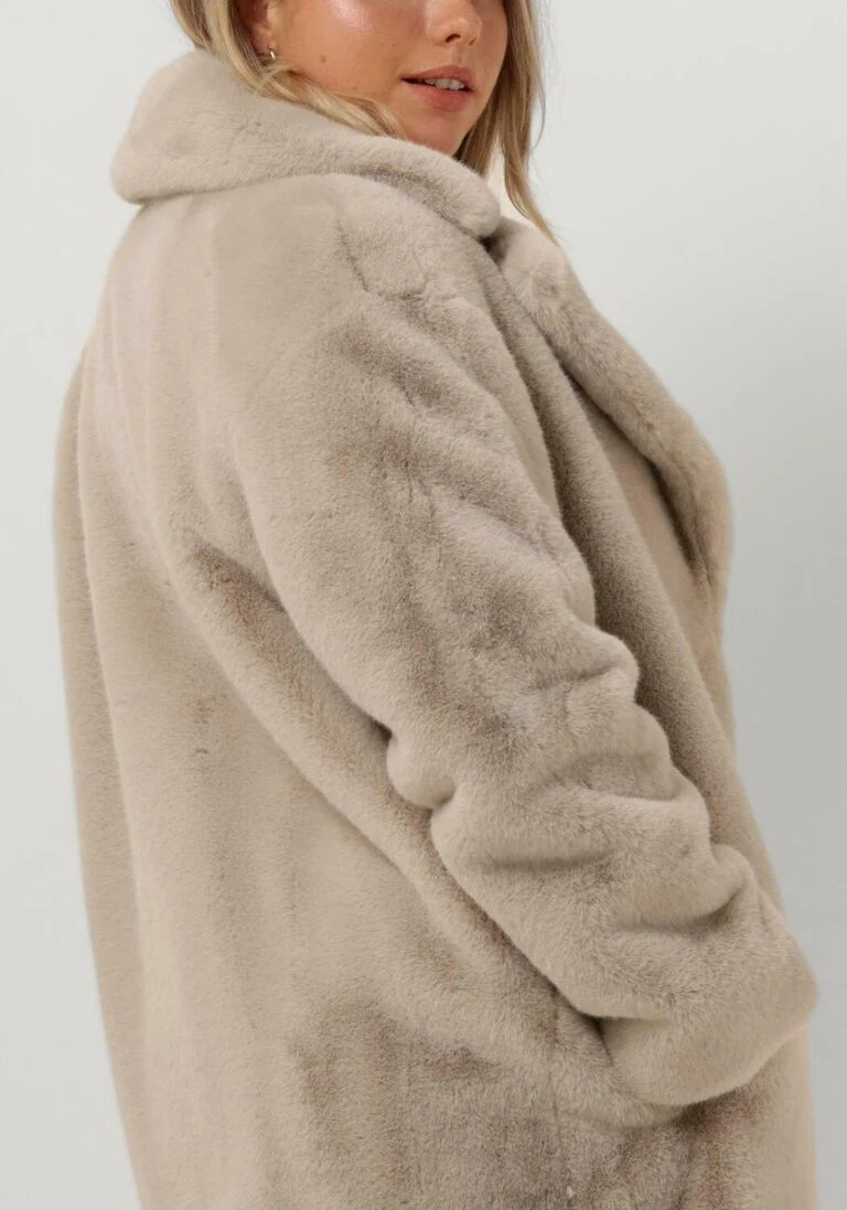STAND STUDIO ecru stand studio faux fur jas camille cocoon coat