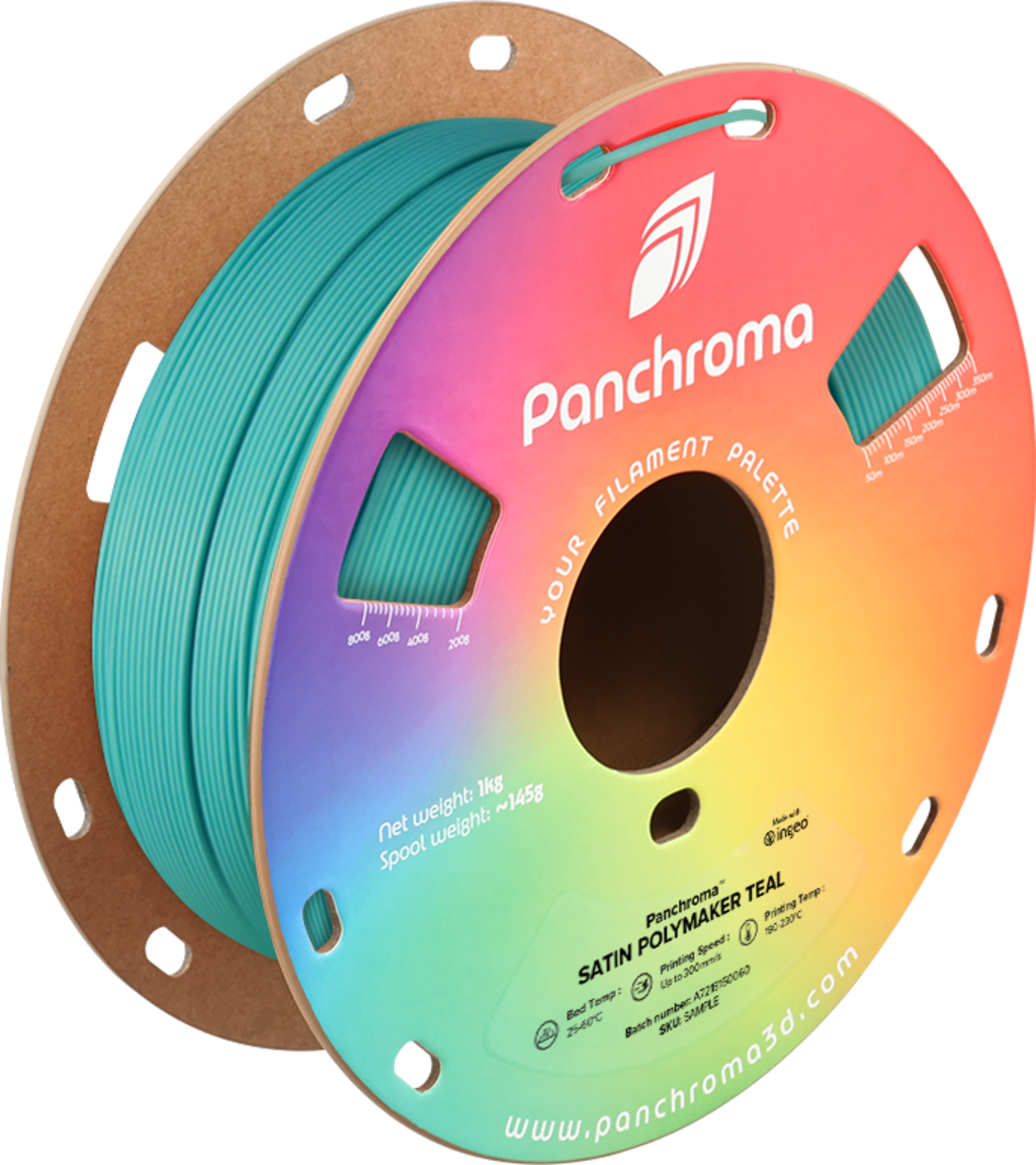 Polymaker  Panchroma™ PLA Satin Teal, 1,75 mm / 1000 g    Satin PLA für glänzende Ideen & makellose Ergebnisse in Türkis