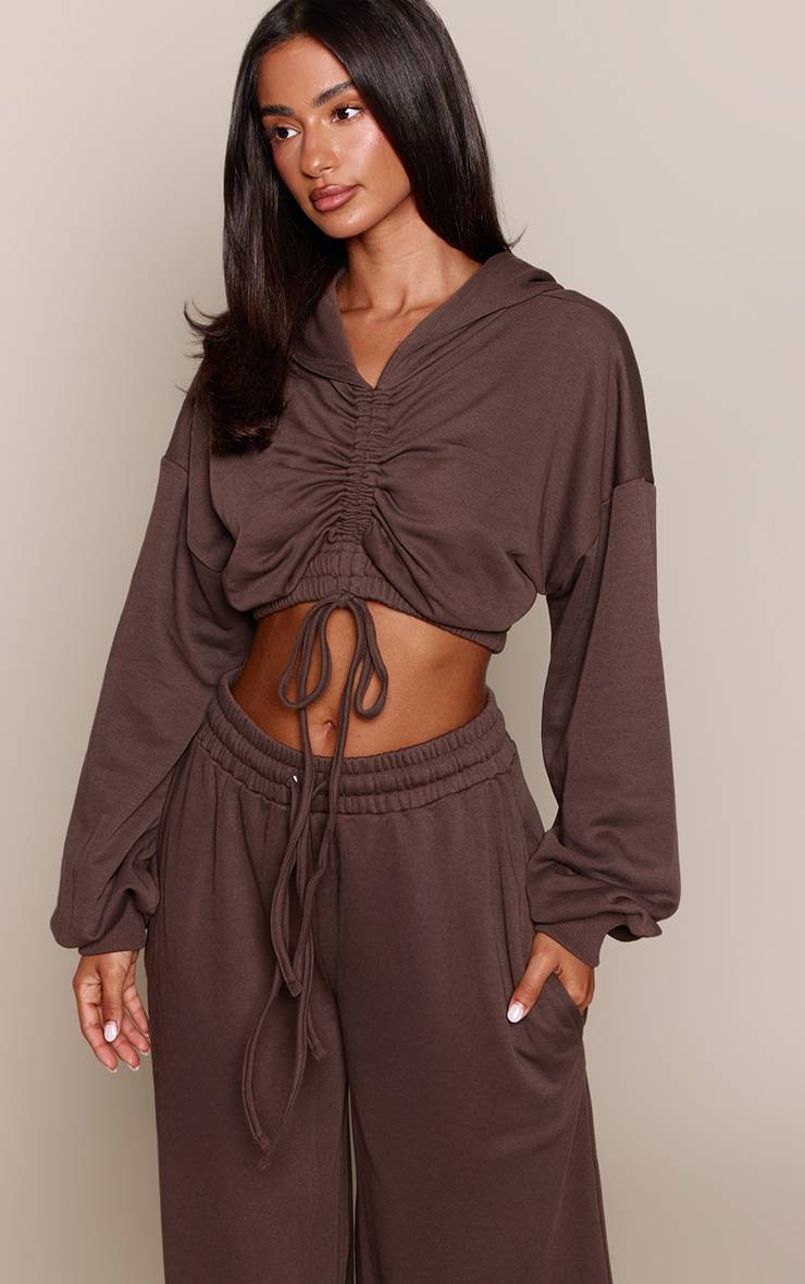 Chocolat Sweat À Casynthétiqueche Petite Taille Avec Fronces Extrêmes Devant